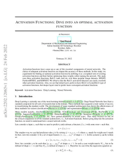 Activation Functions: Dive into an optimal activation function