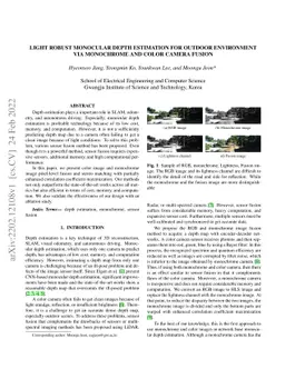 Light Robust Monocular Depth Estimation For Outdoor Environment Via
  Monochrome And Color Camera Fusion