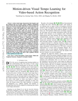 Motion-driven Visual Tempo Learning for Video-based Action Recognition