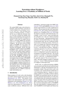 Pretraining without Wordpieces: Learning Over a Vocabulary of Millions
  of Words