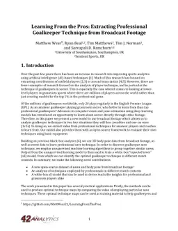 Learning from the Pros: Extracting Professional Goalkeeper Technique
  from Broadcast Footage