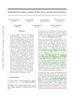 Embedded Ensembles: Infinite Width Limit and Operating Regimes
