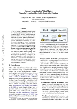 Oolong: Investigating What Makes Transfer Learning Hard with Controlled
  Studies