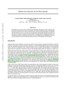 Directed Graph Auto-Encoders