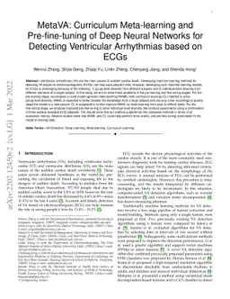 MetaVA: Curriculum Meta-learning and Pre-fine-tuning of Deep Neural
  Networks for Detecting Ventricular Arrhythmias based on ECGs