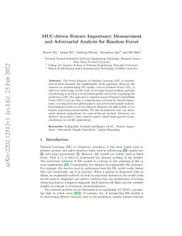 MUC-driven Feature Importance Measurement and Adversarial Analysis for
  Random Forest