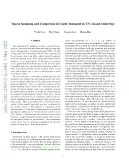 Sparse Sampling and Completion for Light Transport in VPL-based
  Rendering