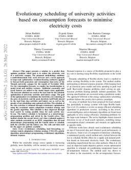 Evolutionary scheduling of university activities based on consumption
  forecasts to minimise electricity costs
