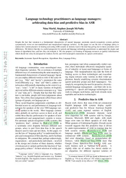 Language technology practitioners as language managers: arbitrating data
  bias and predictive bias in ASR