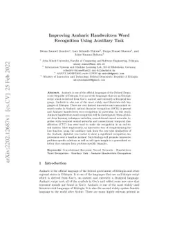 Improving Amharic Handwritten Word Recognition Using Auxiliary Task