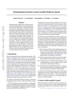 Benchmarking Generative Latent Variable Models for Speech