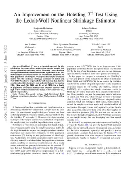 An Improvement on the Hotelling $T^2$ Test Using the Ledoit-Wolf
  Nonlinear Shrinkage Estimator