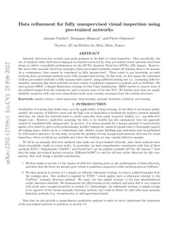 Data refinement for fully unsupervised visual inspection using
  pre-trained networks