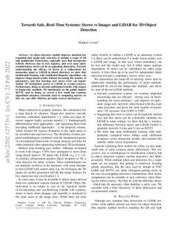 Towards Safe, Real-Time Systems: Stereo vs Images and LiDAR for 3D
  Object Detection