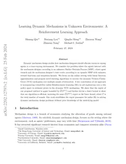 Learning Dynamic Mechanisms in Unknown Environments: A Reinforcement
  Learning Approach