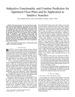 Subjective Functionality and Comfort Prediction for Apartment Floor
  Plans and Its Application to Intuitive Searches