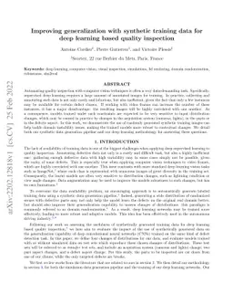 Improving generalization with synthetic training data for deep learning
  based quality inspection
