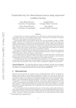 Causal discovery for observational sciences using supervised machine
  learning