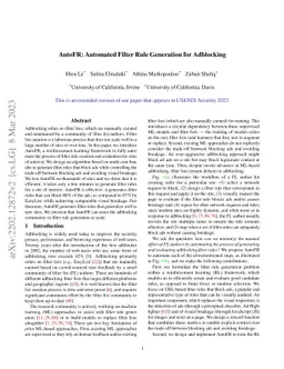 AutoFR: Automated Filter Rule Generation for Adblocking