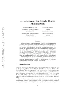 Meta-Learning for Simple Regret Minimization