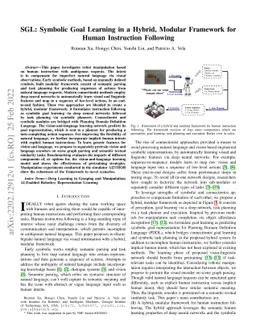 SGL: Symbolic Goal Learning in a Hybrid, Modular Framework for Human
  Instruction Following