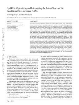 OptGAN: Optimizing and Interpreting the Latent Space of the Conditional
  Text-to-Image GANs