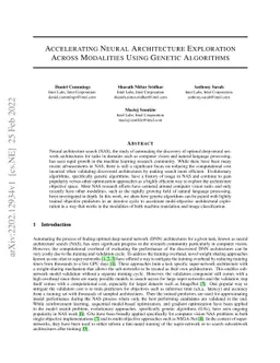 Accelerating Neural Architecture Exploration Across Modalities Using
  Genetic Algorithms