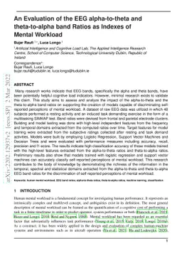 An Evaluation of the EEG alpha-to-theta and theta-to-alpha band Ratios
  as Indexes of Mental Workload
