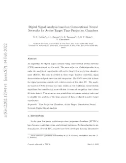 Digital Signal Analysis based on Convolutional Neural Networks for
  Active Target Time Projection Chambers