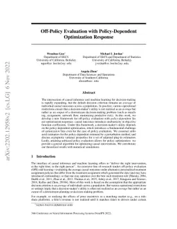 Off-Policy Evaluation with Policy-Dependent Optimization Response