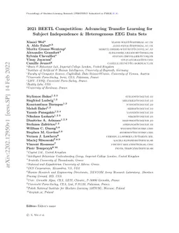 2021 BEETL Competition: Advancing Transfer Learning for Subject
  Independence & Heterogenous EEG Data Sets
