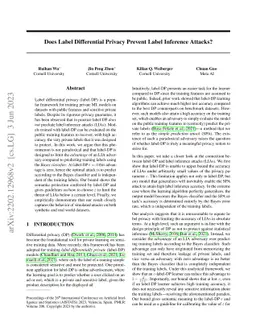 Does Label Differential Privacy Prevent Label Inference Attacks?
