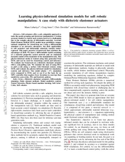 Learning physics-informed simulation models for soft robotic
  manipulation: A case study with dielectric elastomer actuators