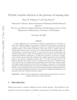 Flexible variable selection in the presence of missing data