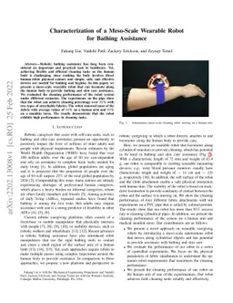 Characterization of a Meso-Scale Wearable Robot for Bathing Assistance