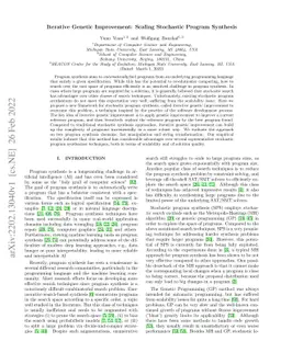 Iterative Genetic Improvement: Scaling Stochastic Program Synthesis