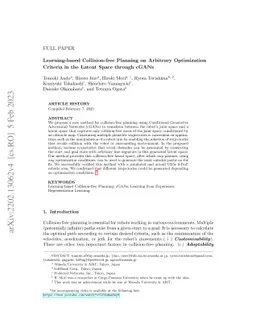 Learning-based Collision-free Planning on Arbitrary Optimization
  Criteria in the Latent Space through cGANs