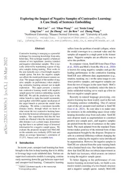 Exploring the Impact of Negative Samples of Contrastive Learning: A Case
  Study of Sentence Embedding