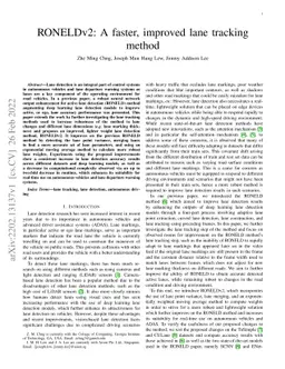 RONELDv2: A faster, improved lane tracking method