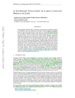 A Systematic Evaluation of Large Language Models of Code