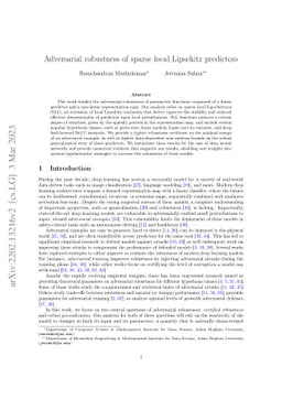 Adversarial robustness of sparse local Lipschitz predictors