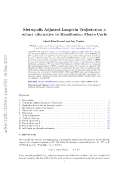 Metropolis Adjusted Langevin Trajectories: a robust alternative to
  Hamiltonian Monte Carlo