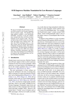 OCR Improves Machine Translation for Low-Resource Languages