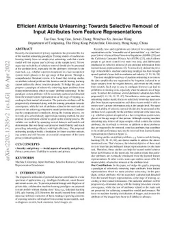 Efficient Attribute Unlearning: Towards Selective Removal of Input
  Attributes from Feature Representations