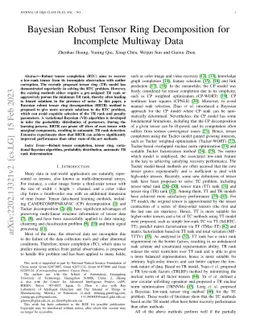Bayesian Robust Tensor Ring Model for Incomplete Multiway Data