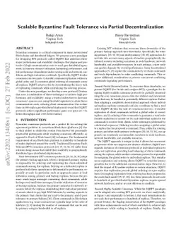 Scalable Byzantine Fault Tolerance via Partial Decentralization