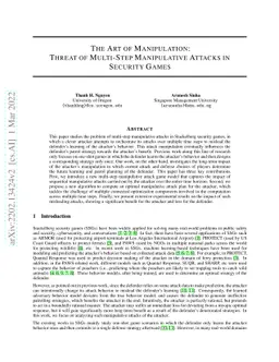 The Art of Manipulation: Threat of Multi-Step Manipulative Attacks in
  Security Games