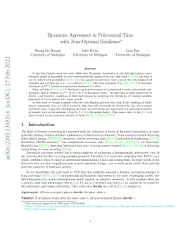 Byzantine Agreement in Polynomial Time with Near-Optimal Resilience