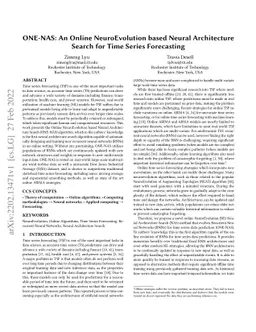 ONE-NAS: An Online NeuroEvolution based Neural Architecture Search for
  Time Series Forecasting
