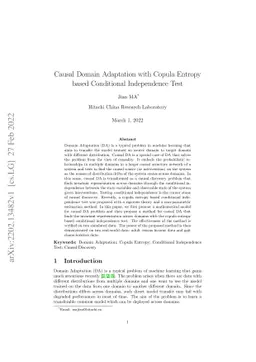 Causal Domain Adaptation with Copula Entropy based Conditional
  Independence Test